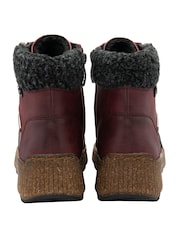 Lotus Red Zip-Up Flat Ankle Boots - Image 3 of 4