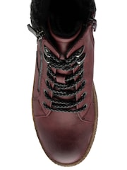 Lotus Red Zip-Up Flat Ankle Boots - Image 4 of 4