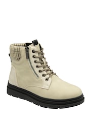 Lotus White Zip Up Flat Ankle Boots - Image 1 of 4