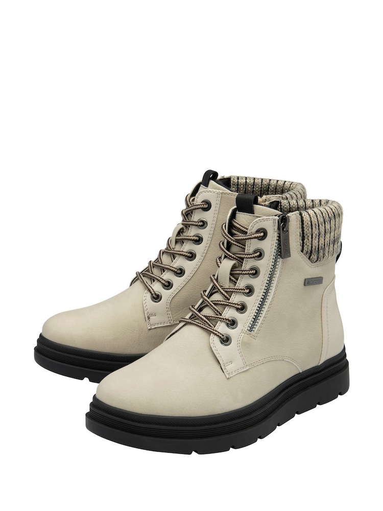 Lotus White Zip Up Flat Ankle Boots - Image 2 of 4