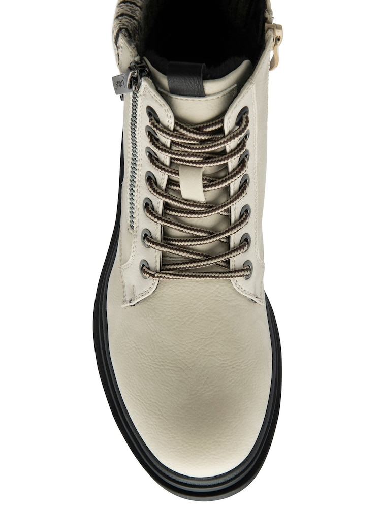 Lotus White Zip Up Flat Ankle Boots - Image 4 of 4