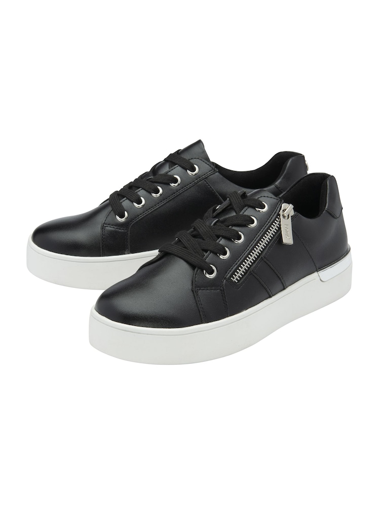 Lotus Black Zip Up Flat Trainers - Image 2 of 4