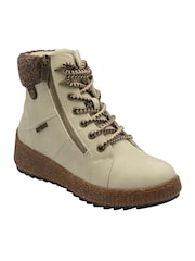 Lotus White Zip-Up Flat Ankle Boots - Image 1 of 4