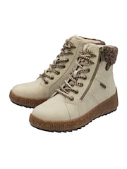 Lotus White Zip-Up Flat Ankle Boots - Image 2 of 4
