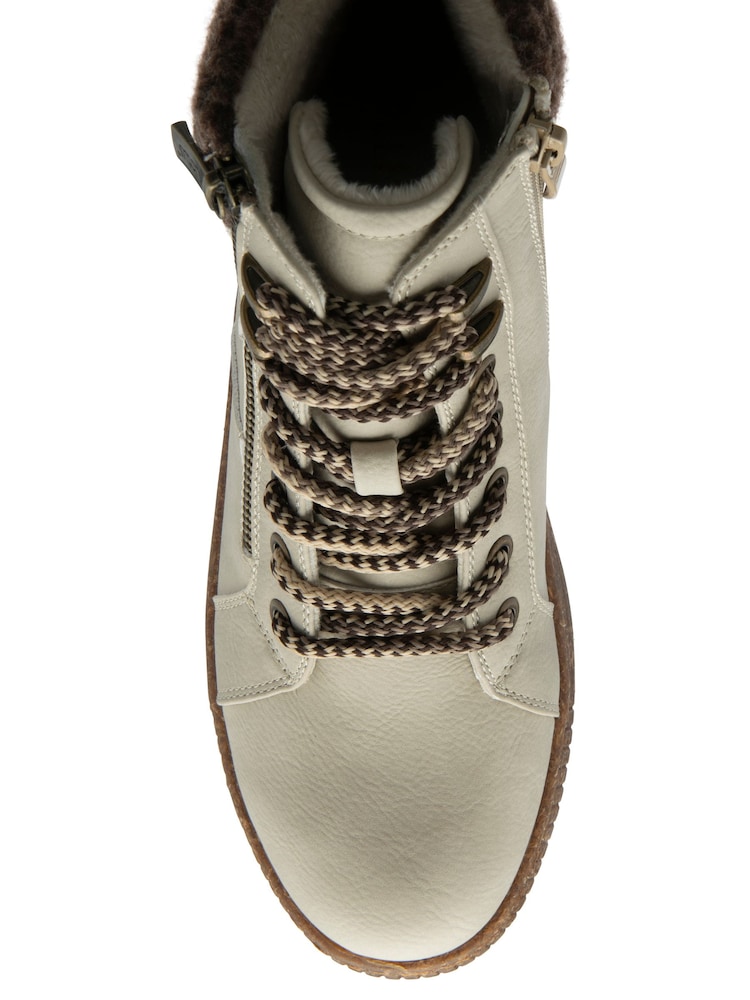 Lotus White Zip-Up Flat Ankle Boots - Image 4 of 4