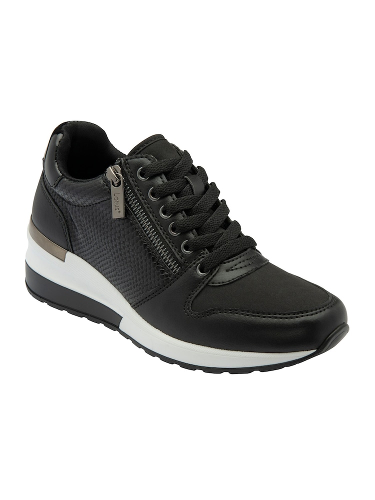 Lotus Black Zip Up Wedge Trainers - Image 1 of 4