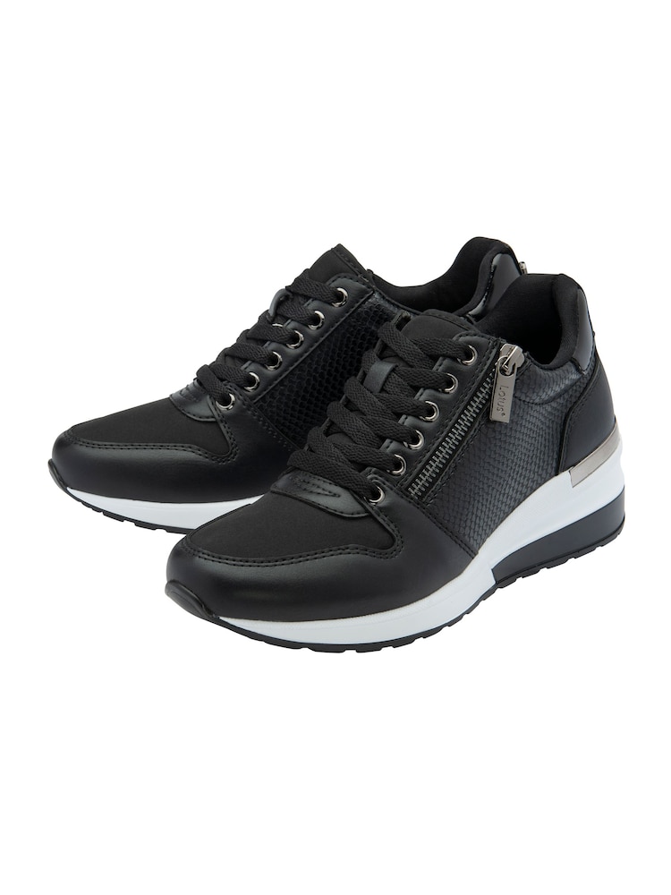 Lotus Black Zip Up Wedge Trainers - Image 2 of 4