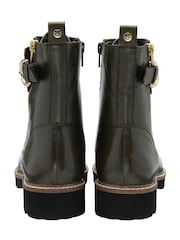Lotus Green Leather Zip Up Ankle Boots - Image 3 of 4