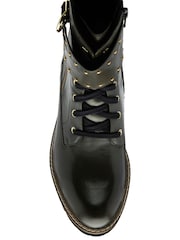 Lotus Green Leather Zip Up Ankle Boots - Image 4 of 4