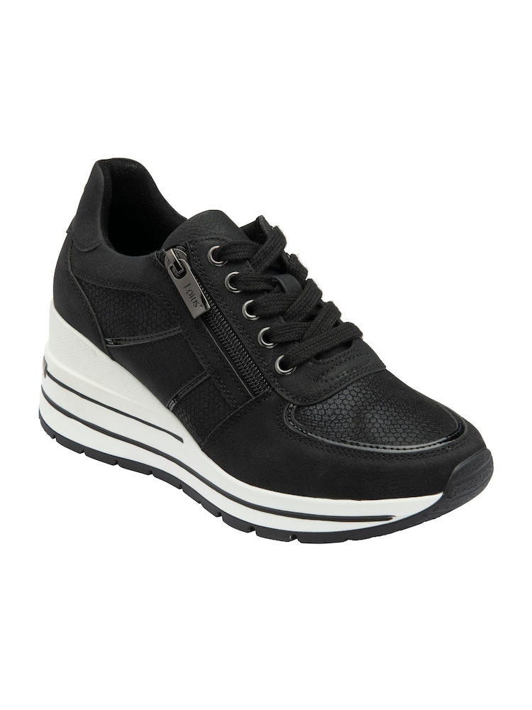 Lotus Black Zip Up Wedge Trainers - Image 1 of 4