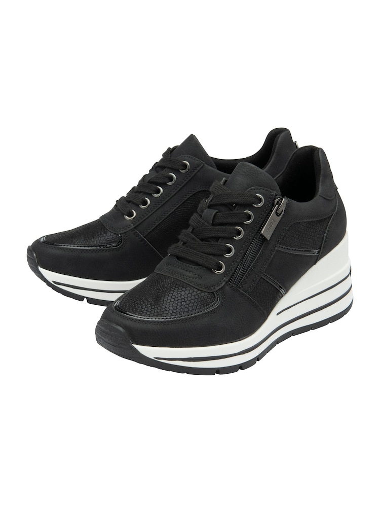 Lotus Black Zip Up Wedge Trainers - Image 2 of 4