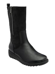 Lotus Black Zip Up Mid Calf Boots - Image 1 of 3