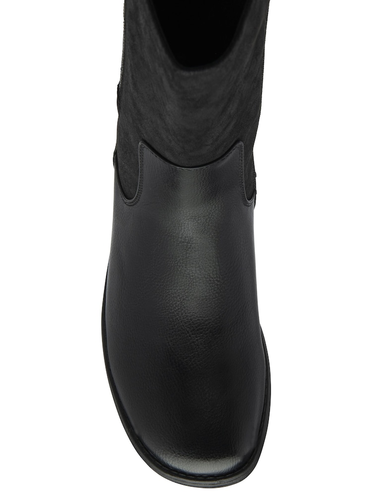 Lotus Black Zip Up Mid Calf Boots - Image 3 of 3