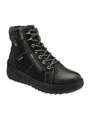 Lotus Black Zip Up Flat Ankle Boots - Image 1 of 4