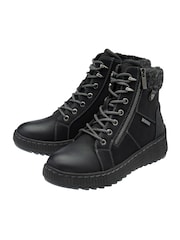 Lotus Black Zip Up Flat Ankle Boots - Image 2 of 4