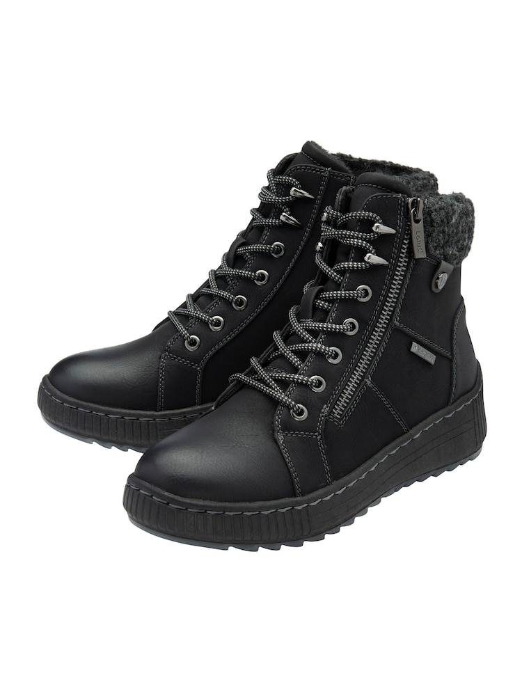 Lotus Black Zip Up Flat Ankle Boots - Image 2 of 4