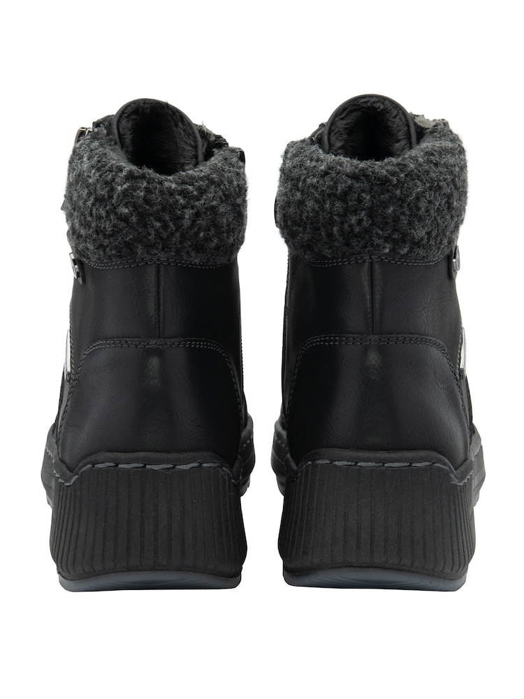 Lotus Black Zip Up Flat Ankle Boots - Image 3 of 4