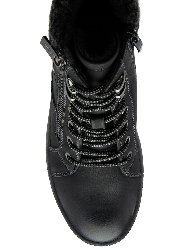 Lotus Black Zip Up Flat Ankle Boots - Image 4 of 4