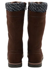 Lotus Brown Textile Knee High Boots - Image 3 of 4