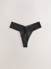 Black/White/Nude Thong Floral Print Lace Knickers 5 Pack - Image 3 of 8
