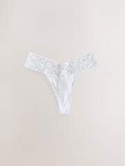 Black/White/Nude Thong Floral Print Lace Knickers 5 Pack - Image 6 of 8