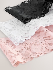 Black/White/Nude Thong Floral Print Lace Knickers 5 Pack - Image 8 of 8