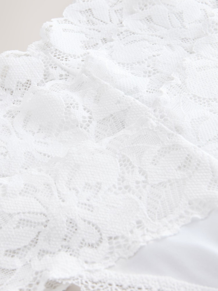 White Thong Floral Print Lace Knickers 5 Pack - Image 10 of 11