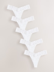 White Thong Floral Print Lace Knickers 5 Pack - Image 4 of 11