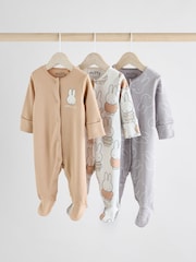 Neutral Baby Miffy 100% Cotton Sleepsuits 3 Pack (0mths-2yrs) - Image 1 of 12