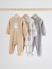 Neutral Baby Miffy 100% Cotton Sleepsuits 3 Pack (0mths-2yrs) - Image 2 of 12