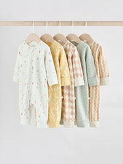 Multi 5 Pack Two Way Zip Baby Footless 100% Cotton Sleepsuits (0mths-3yrs) - Image 1 of 14