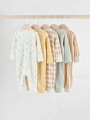 Multi 5 Pack Two Way Zip Baby Footless 100% Cotton Sleepsuits (0mths-3yrs) - Image 7 of 14
