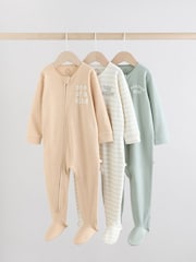 Metino zelena - Two Way Zip Baby Sleepsuits 3 Pack (0-2yrs) - Slika 1 iz 12