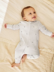Gris - Pijama tipo pelele para bebé Hello World con cremallera bidireccional, 100 % algodón (0-9 meses) - Imagen 2 de 11