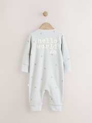 Gris - Pijama tipo pelele para bebé Hello World con cremallera bidireccional, 100 % algodón (0-9 meses) - Imagen 5 de 11
