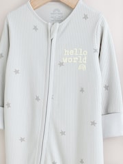 Gris - Pijama tipo pelele para bebé Hello World con cremallera bidireccional, 100 % algodón (0-9 meses) - Imagen 6 de 11