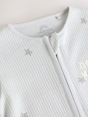 Gris - Pijama tipo pelele para bebé Hello World con cremallera bidireccional, 100 % algodón (0-9 meses) - Imagen 7 de 11