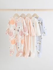 Multi Baby Animal Print 100% Cotton Sleepsuits 4 Pack (0mths-2yrs) - Image 1 of 12