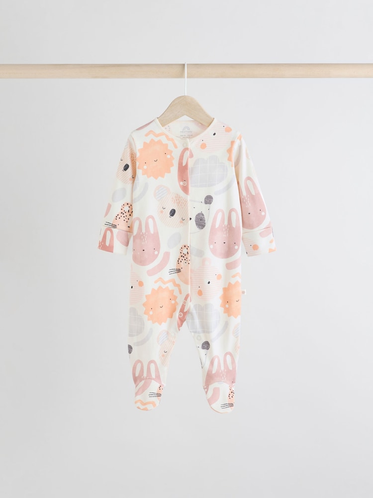 Multi Baby Animal Print 100% Cotton Sleepsuits 4 Pack (0mths-2yrs) - Image 2 of 12