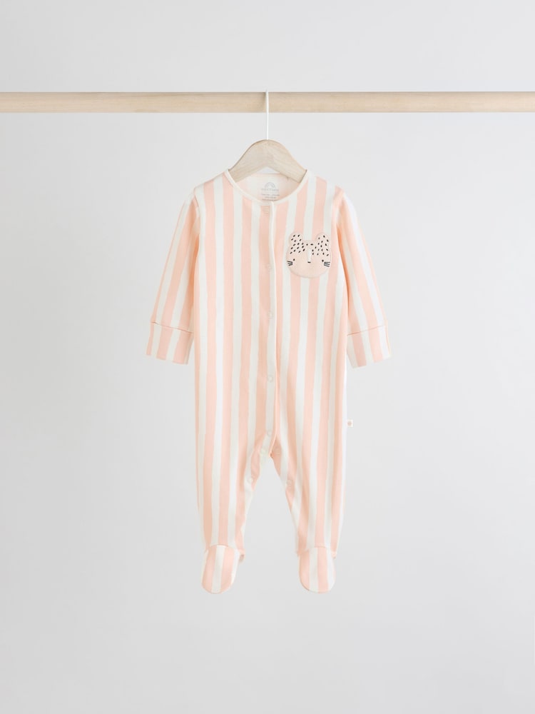 Multi Baby Animal Print 100% Cotton Sleepsuits 4 Pack (0mths-2yrs) - Image 3 of 12