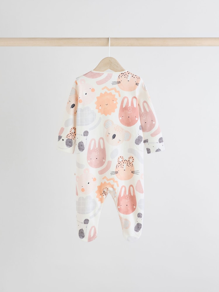 Multi Baby Animal Print 100% Cotton Sleepsuits 4 Pack (0mths-2yrs) - Image 7 of 12