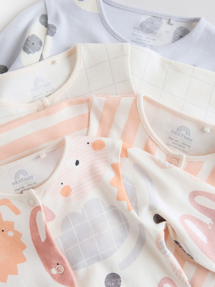 Multi Baby Animal Print 100% Cotton Sleepsuits 4 Pack (0mths-2yrs) - Image 9 of 12