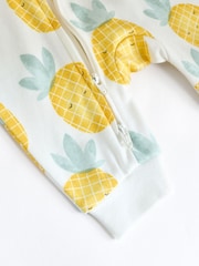 Multi Baby Two Way Zip Fruit Footless 100% Cotton Sleepsuits 3 Pack (0mths-3yrs) - Image 11 of 12