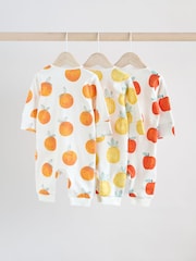 Multi Baby Two Way Zip Fruit Footless 100% Cotton Sleepsuits 3 Pack (0mths-3yrs) - Image 2 of 12