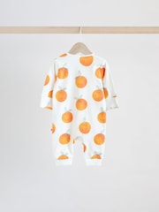 Multi Baby Two Way Zip Fruit Footless 100% Cotton Sleepsuits 3 Pack (0mths-3yrs) - Image 3 of 12