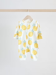 Multi Baby Two Way Zip Fruit Footless 100% Cotton Sleepsuits 3 Pack (0mths-3yrs) - Image 4 of 12