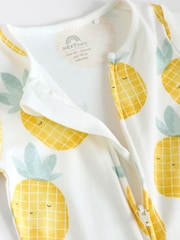 Multi Baby Two Way Zip Fruit Footless 100% Cotton Sleepsuits 3 Pack (0mths-3yrs) - Image 9 of 12