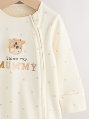 Ecru I Love My Mummy Two Way Zip Baby Sleepsuit (0-18mths) - Image 3 of 7