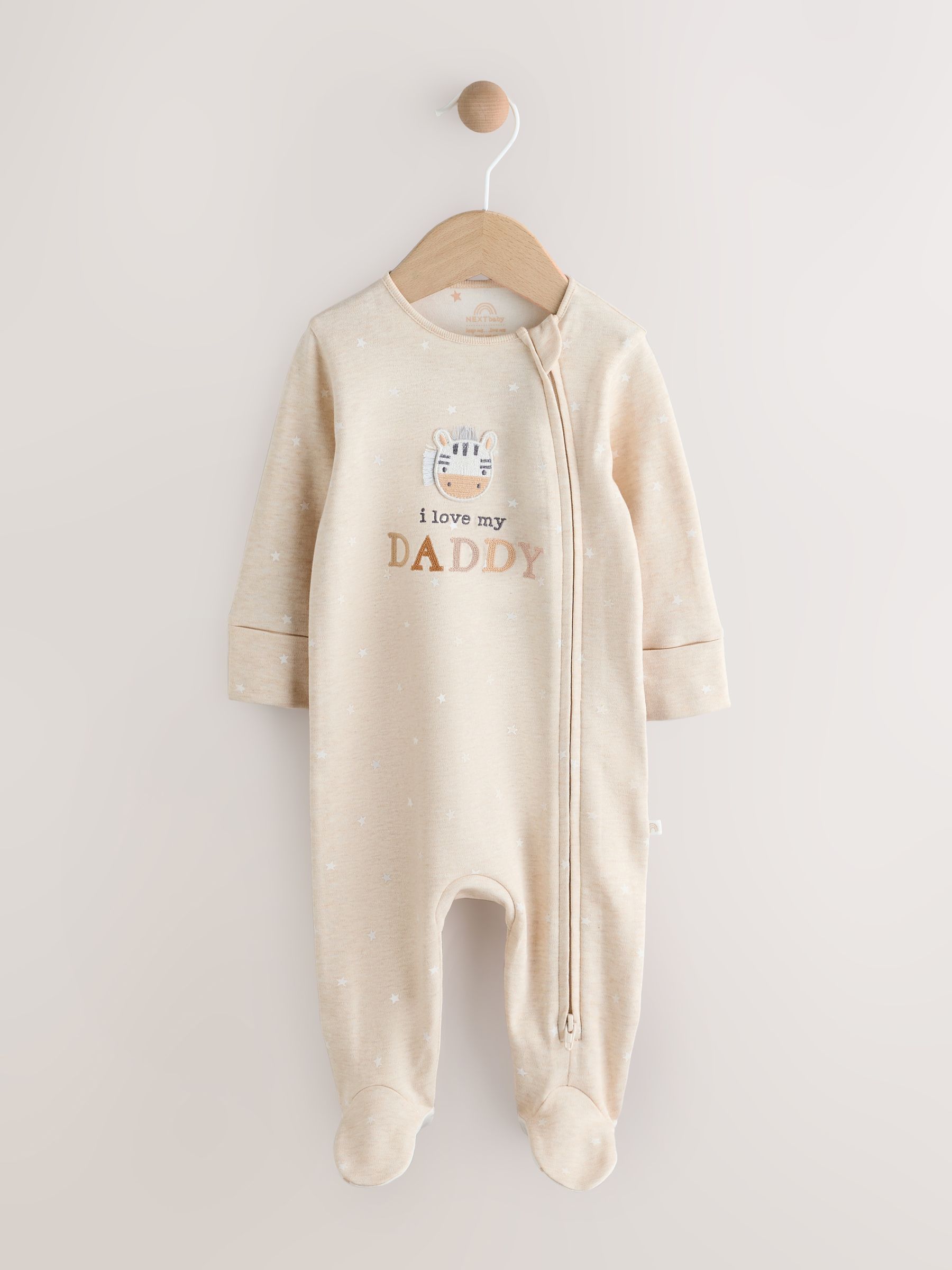 Buy Neutral I Love My Daddy Two Way Zip Baby Sleepsuit (0-18mths