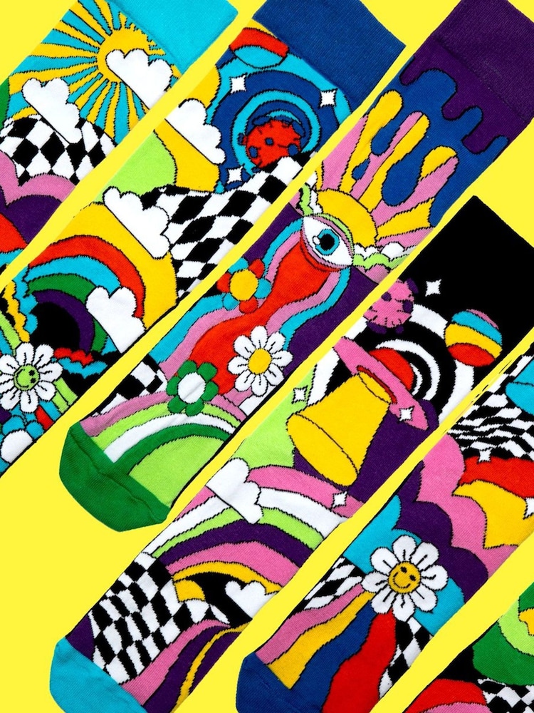 United Odd Socks Yellow Sockedelic 6 Odd Socks To Mix and Mismatch - Image 4 of 4
